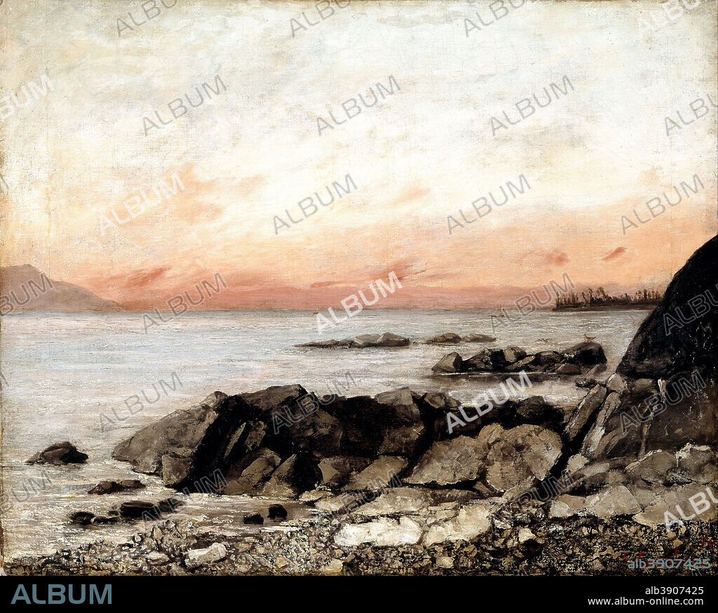 GUSTAVE COURBET. Sunset, Vevey, Switzerland. Date/Period: 1874-01-01/1874-12-31. Painting. Width: 81.3 cm. Height: 65.4 cm.