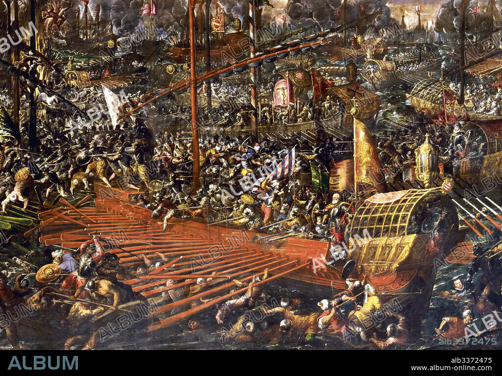 ANDREA VICENTINO. The Battle of Lepanto on 7 October 1571 (Detail).