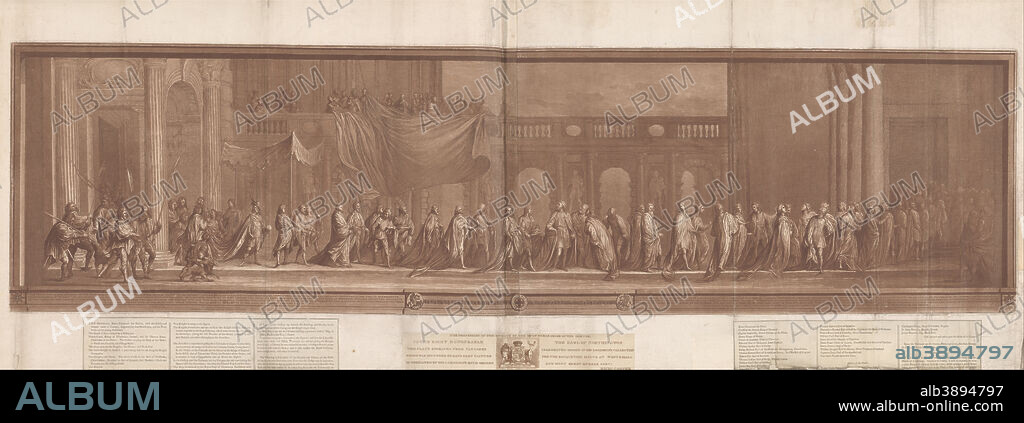 RICHARD COOPER THE YOUNGER. The Procession of the Knights of the Most Noble Order of the Garter. Date/Period: 1782. Print. Etching and aquatint on moderately thick, moderately textured, cream laid paper. Height: 356 mm (14.01 in); Width: 1,337 mm (52.63 in).