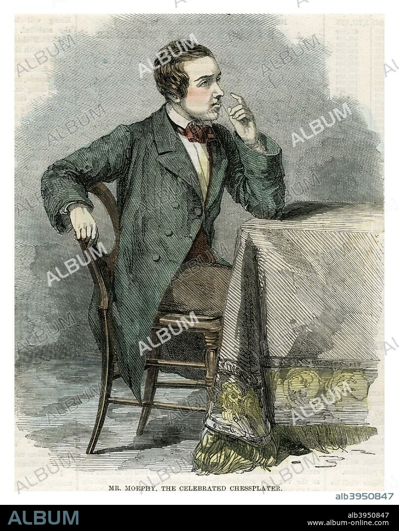 'Mr Morphy, the Celebrated Chessplayer', 19th century. Paul Morphy (1837-1884) was an American chess prodigy who went on to become the most celebrated chess master of his time and the unofficial world champion.