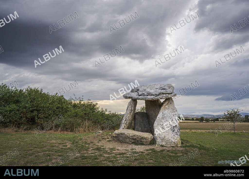 Dolmen of Sorginetxe funerary monument from the year 2500 BC, Salvatierra/Agurain, Alava, Basque Country, Spain.