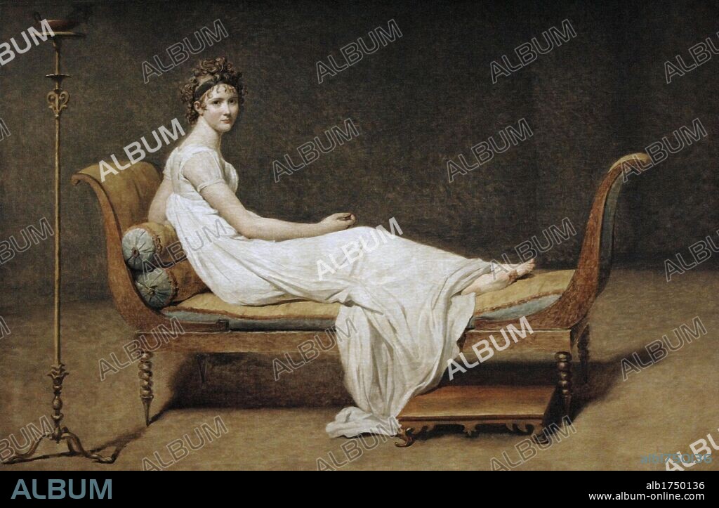 JACQUES LOUIS DAVID. ARTE S. XVIII. FRANCIA. DAVID, Jacques-Louis (París,1748-Bruselas,1825). Pintor francés, máximo representante de la pintura neoclásica francesa. "MADAME RECAMIER". Juliete Récamier, esposa de un banquero, era una de las jóvenes más notables y bellas de su época. Museo del Louvre. París.
