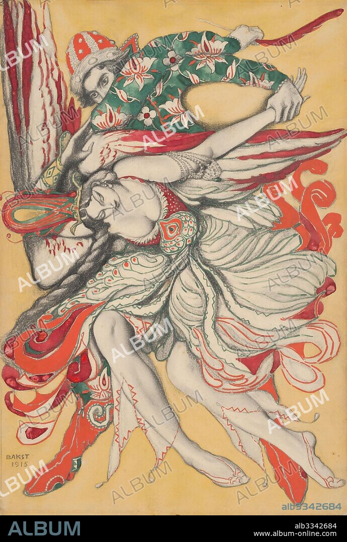 LEON BAKST. Poster design for the ballet "The Firebird" ("L'Oiseau de feu") by I. Stravinsky.