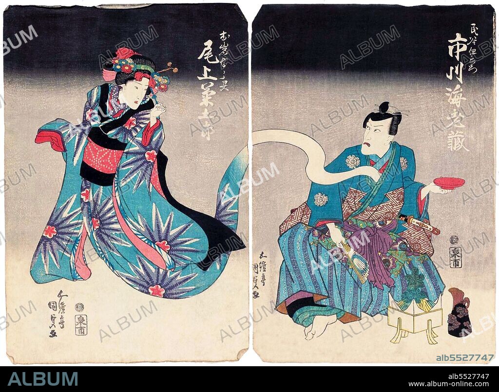 Utagawa Kunisada (also known as Utagawa Toyokuni III) was the most popular, prolific and financially successful designer of ukiyo-e woodblock prints in 19th-century Japan. In his own time, his reputation far exceeded that of his contemporaries, Hokusai, Hiroshige and Kuniyoshi.