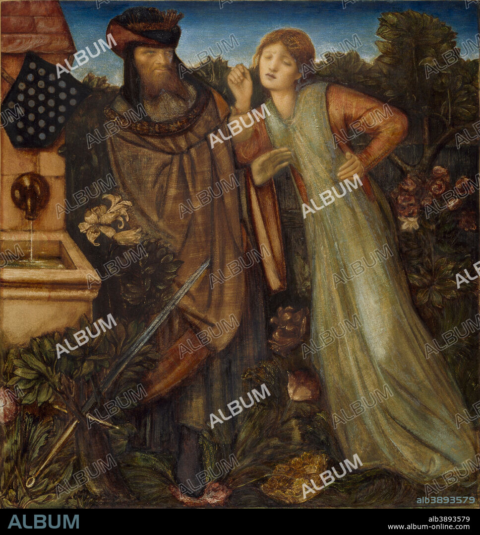 EDWARD BURNE-JONES. King Mark and La Belle Iseult. Date/Period: 1862. Painting. Watercolour, bodycolour and gum arabic on paper. Width: 557 mm. Height: 582 mm.