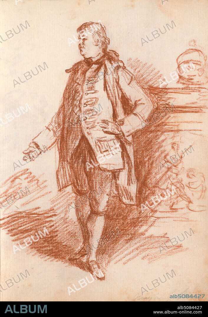 Portrait of a Man, called Edward Gibbon, Thomas Patch, 17251782, British, 1760s, Red chalk on medium, slightly textured, cream laid paper bound in carta fiorentina, Sheet: 8 3/4 x 6 1/2 inches (22.2 x 16.5 cm) and Spine: 8 7/8 inches (22.5 cm), Grand Tour, portrait.