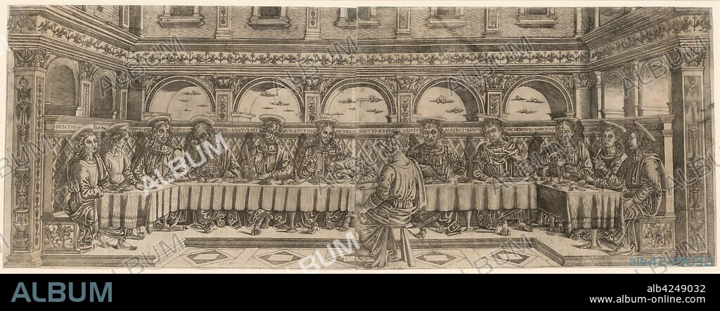 The Last Supper (pair), about 1500. Lucantonio degli Uberti (Italian), after Perugino (Italian, c1450/55-1523). Engraving on two sheets printed from two plates.