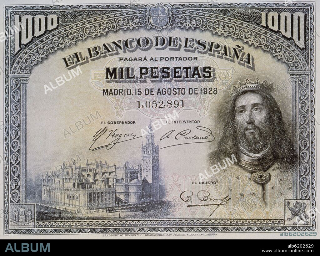 BILLETE DE 1000 PESETAS - BANCO DE ESPAÑA - EMISION DEL 15 DE AGOSTO DE 1928.