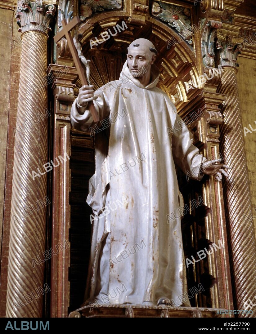 BRUNO , SAN. FUNDADOR DE LOS CARTUJOS. ALEMANIA 1035 - 1101. ESCULTURA DE MANUEL PEREIRA , EN LA IGLESIA DE LA CARTUJA DE MIRAFLORES. BURGOS.