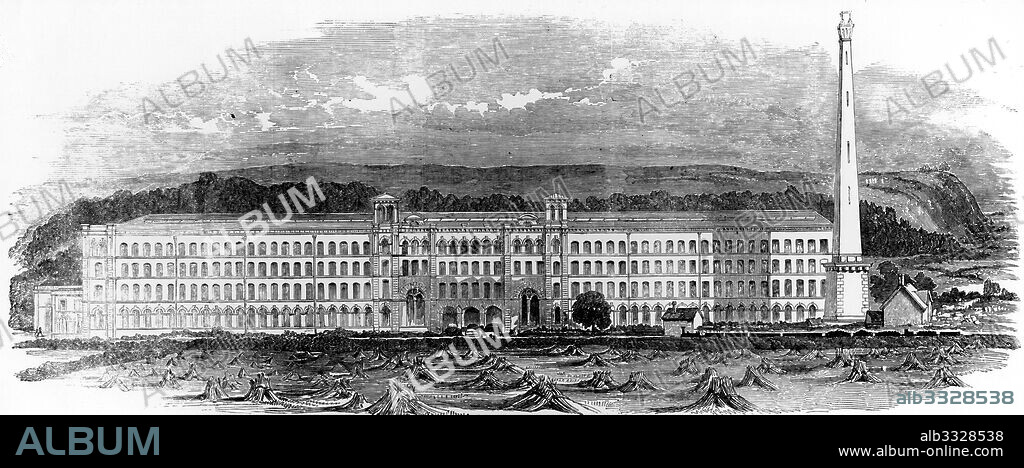Illustration depicting the Saltaire; model textile factory founded by Titus Salt (1803-1876) a British manufacturer; politician; and philanthropist in Bradford. Dated 19th Century.