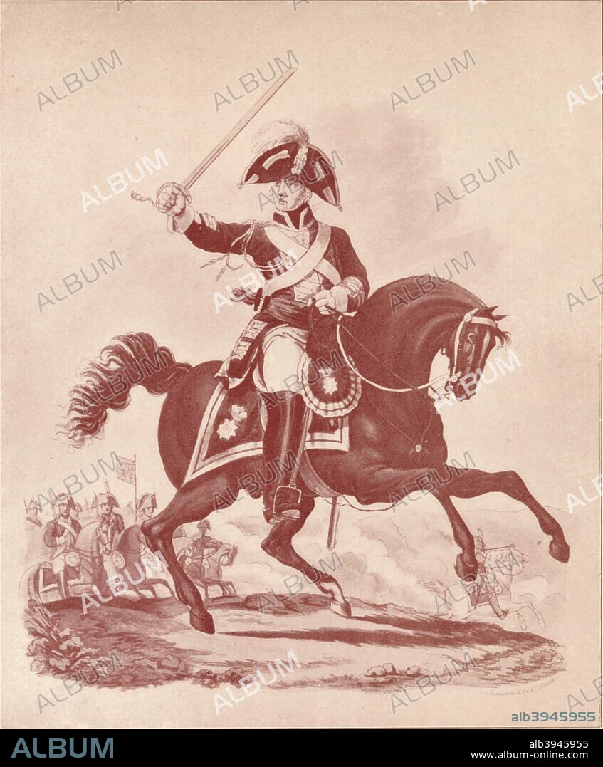 'Officer, 2nd Regiment Life Guards (Waterloo Period)', 1812-1815 (1909). After Charles Hamilton Smith (1776-1859). From British Military Prints, by Ralph Nevill. [The Connoisseur, London, 1909].