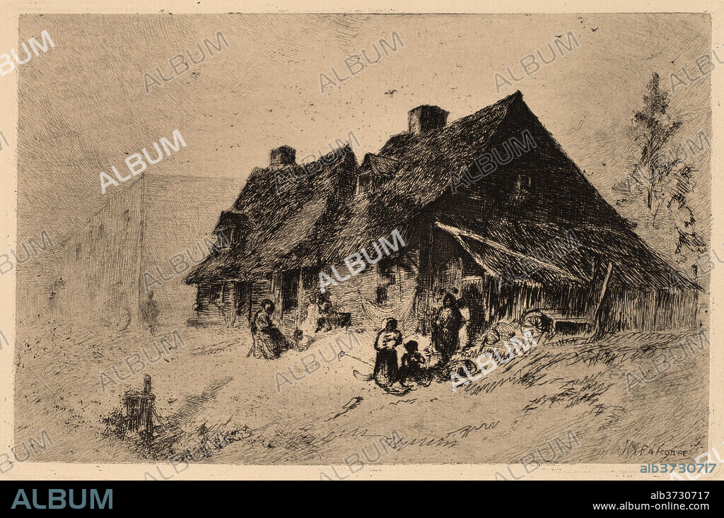 JOHN MACKIE FALCONER. Negro Huts at Wilmington. Dated: c. 1880. Dimensions: image:  95 x 146 mm  sheet:  219 x 302 mm. Medium: etching.