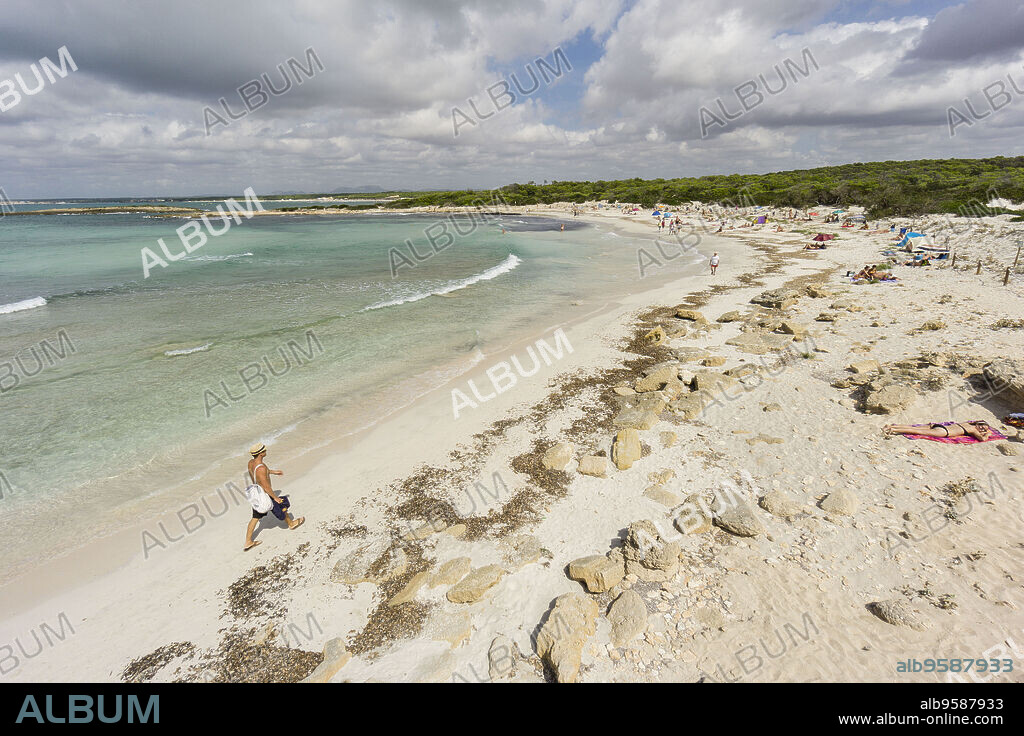 playa nudista Es Peregons Grans, Colònia de Sant Jordi, término municipal de Las Salinas, Mallorca, balearic islands, spain, europe.
