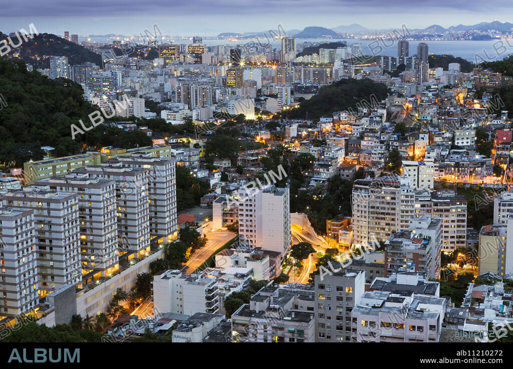 Tabajaras favela and Copacabana, Rio de Janeiro, Brazil, South America.