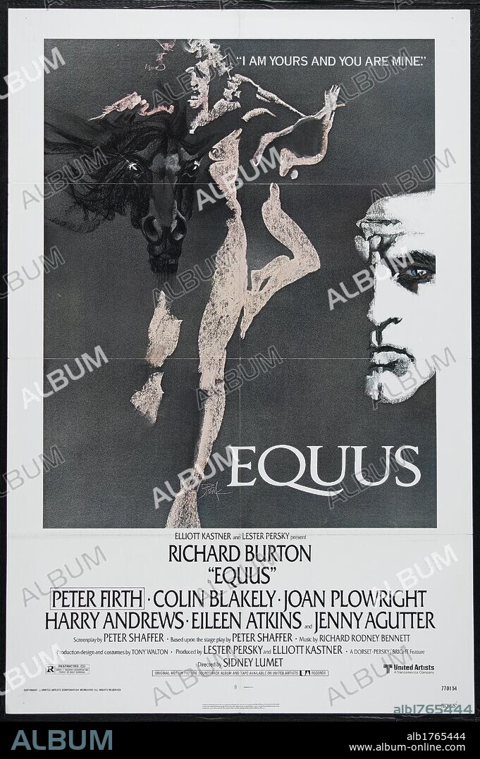 Affiche de EQUUS, 1977, réalisé par SIDNEY LUMET. Copyright UNITED ARTISTS.