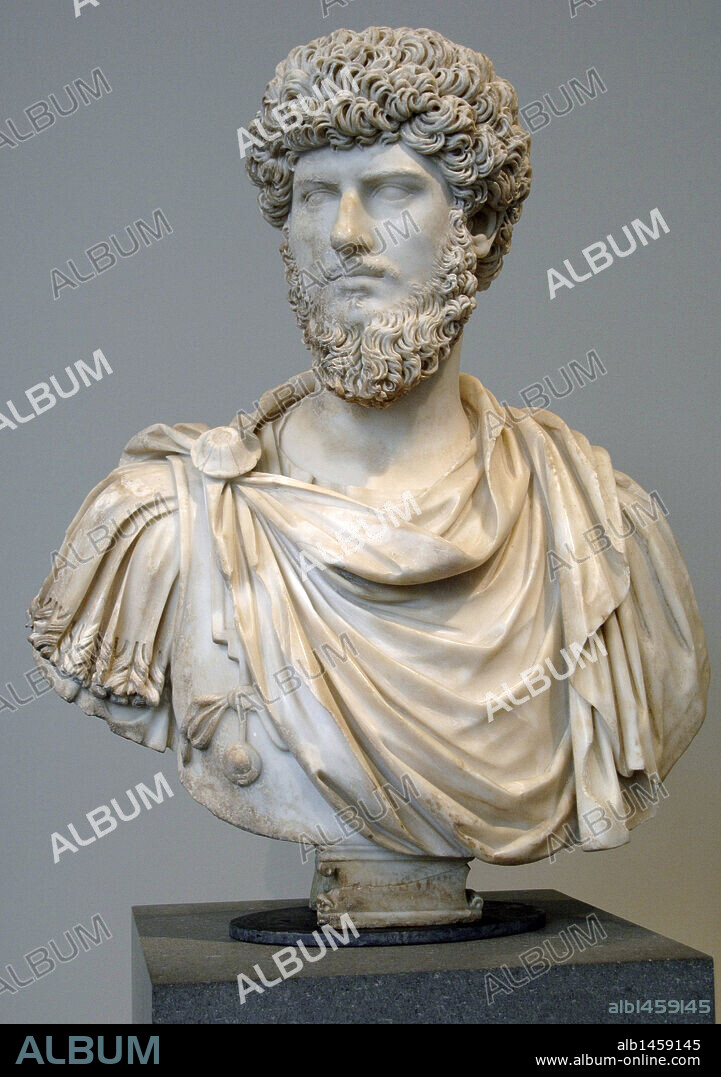 LUCIO AURELIO VERO AUGUSTO (Lucius Aurelius Verus Augustus). Emperador romano (161-169). S. II. Busto romano en mármol fechado entre los años 161 y 169 (época Antonina). Procede de una Villa en Acqua Traversa (cerca de Roma). Museo Metropolitano de Arte. Nueva York. Estados Unidos.