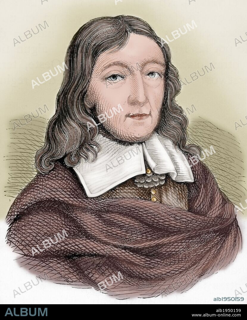 John Milton (1608-1674). British poet. Colored engraving. 19th century.
