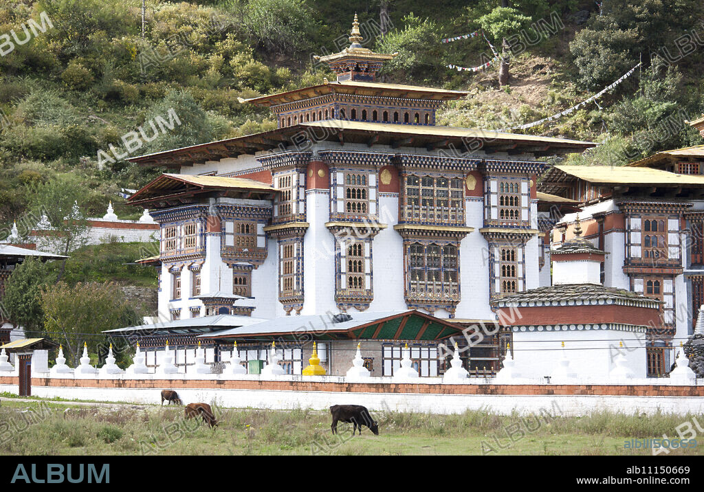 Temple of Kurjey Lhakhang near Jakar, Bumthang, Bhutan, Asia.