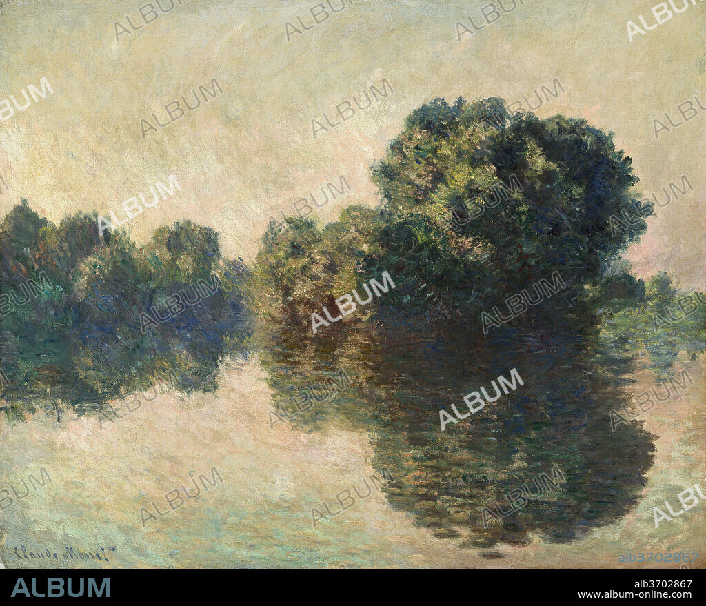 CLAUDE MONET. The Seine at Giverny. Dated: 1897. Dimensions: overall: 81.5 x 100.5 cm (32 1/16 x 39 9/16 in.)  framed: 102.6 x 121.6 x 9.5 cm (40 3/8 x 47 7/8 x 3 3/4 in.). Medium: oil on canvas.