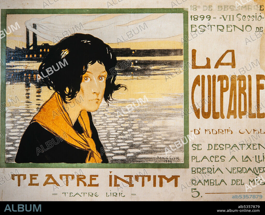 ADRIA GUAL QUERALT. Cartel modernista. Obra de teatro "La Culpable". 1899. Colección privada.