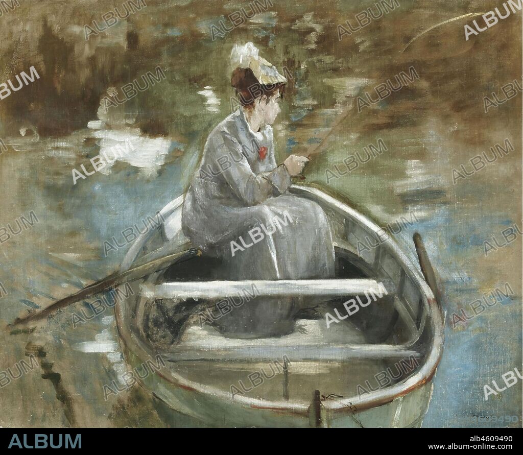 Eva Gonzales (1849-1883) En bateau. Oil on canvas, circa 1879. 46,5 x 55 cm.