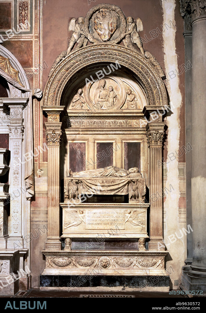 Tomb of Leonardo Bruni (1370-1444), Italian humanist. Work by Bernardo Rossellino.