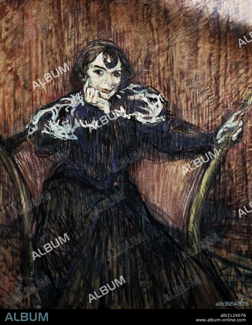 HENRI DE TOULOUSE LAUTREC. Retrato de la actriz Berthe Bady.