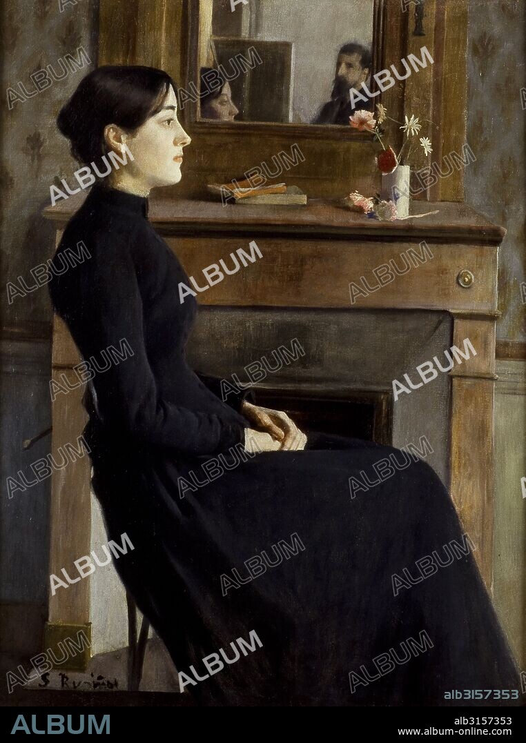 SANTIAGO RUSIÑOL. Figura femenina. Óleo.