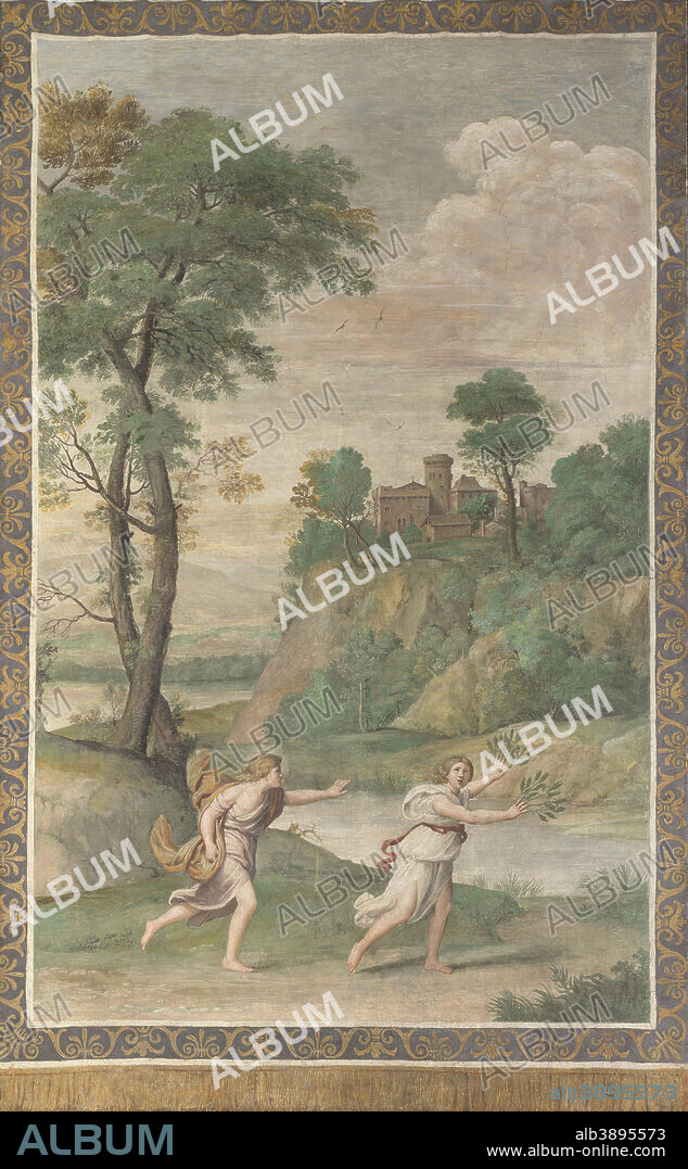 DIT LE DOMINIQUIN DOMENICO ZAMPIERI. Apollo pursuing Daphne. Painting. Fresco, transferred to canvas and mounted board. Height: 311.8 cm (10.2 ft); Width: 189.2 cm (74.4 in).