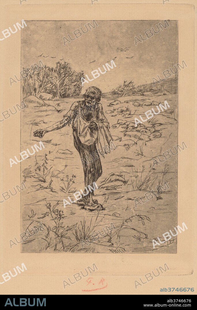FéLICIEN ROPS. The Parable of the Sower (Le Semeur de Paraboles). Dated: 1876. Medium: etching on laid paper.