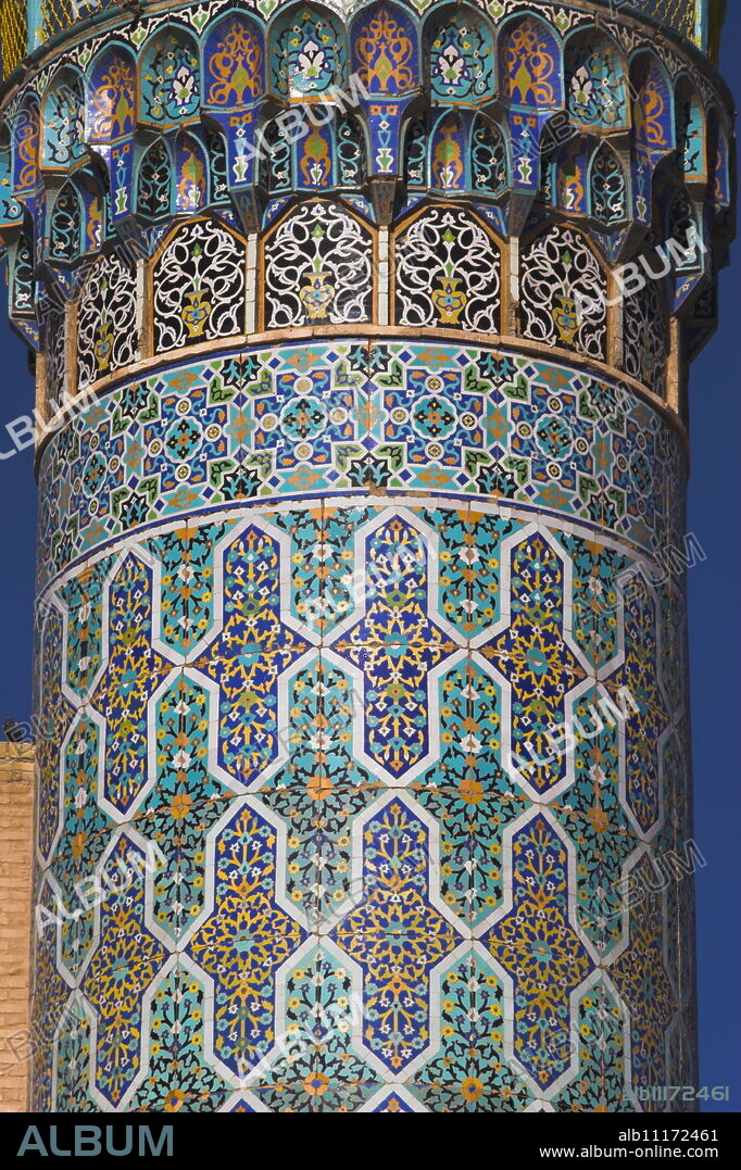 Detail of the minaret of the Friday Mosque (Masjet-e Jam), Herat, Afghanistan, Asia.
