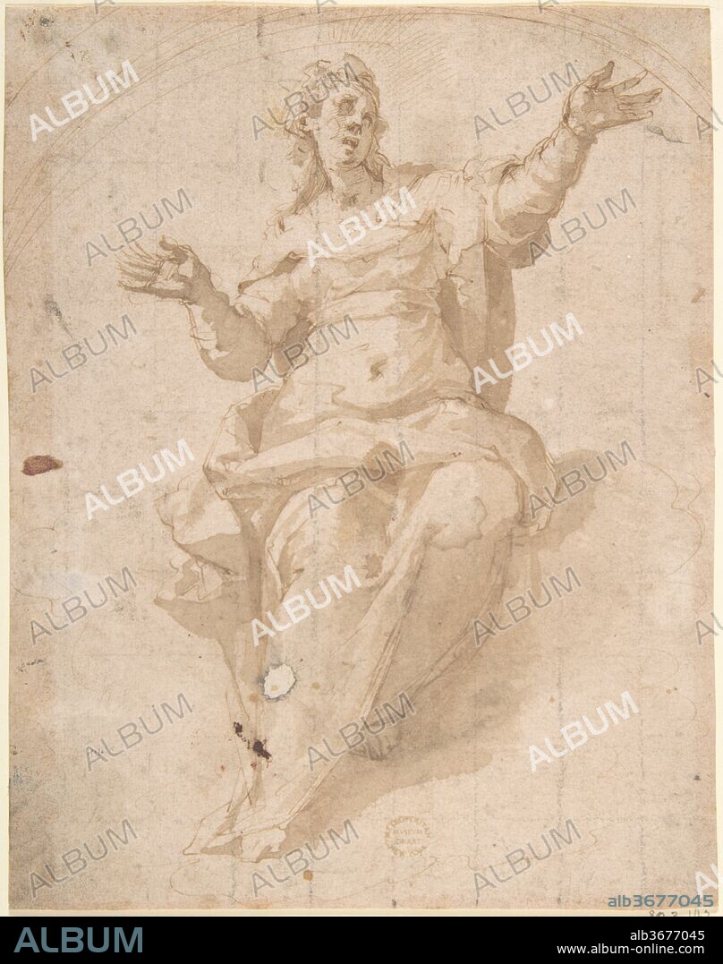 Study for the Ascension of the Virgin. Artist: Marco Pino (Italian, Costa del Pino, Siena ca. 1525-ca. 1587 Naples). Dimensions: 8-1/2 x 6-11/16 in.  (21.6 x 17.0 cm). Date: 16th century.
