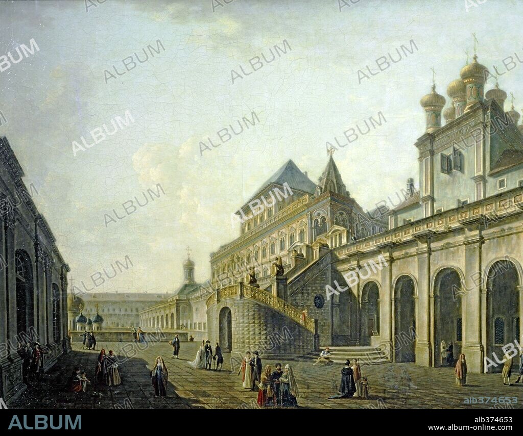 FJODOR JAKOWLEWITSCH ALEXEJEW. Bojar's Square and the Cathedral of Christ the Saviour in Kremlin, Moscow, 18th century, oil on canvas.