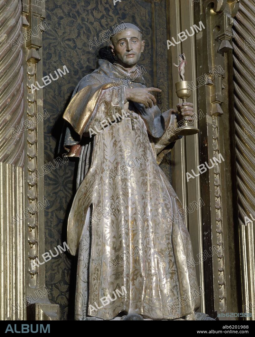 PEDRO ROLDAN (1624-1669). DETALLE DE SAN HUGO DE LINCOLN - IMAGEN DEL RETABLO DE LA IGLESIA DE LA CARTUJA DE JEREZ DE LA FRONTERA - SIGLO XVII.