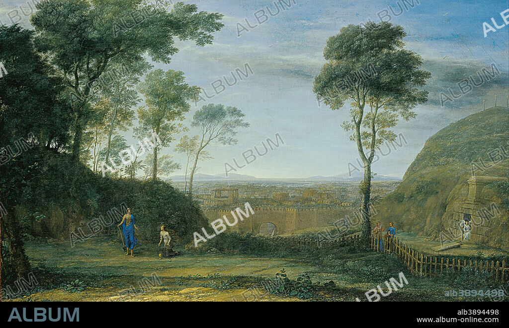 CLAUDE LORRAIN. Landscape with Christ appearing to St. Mary Magdalene ("Noli me tangere"). Date/Period: 1681. Painting. Oil on canvas. Width: 141.1 cm. Height: 84.9 cm (Complete).
