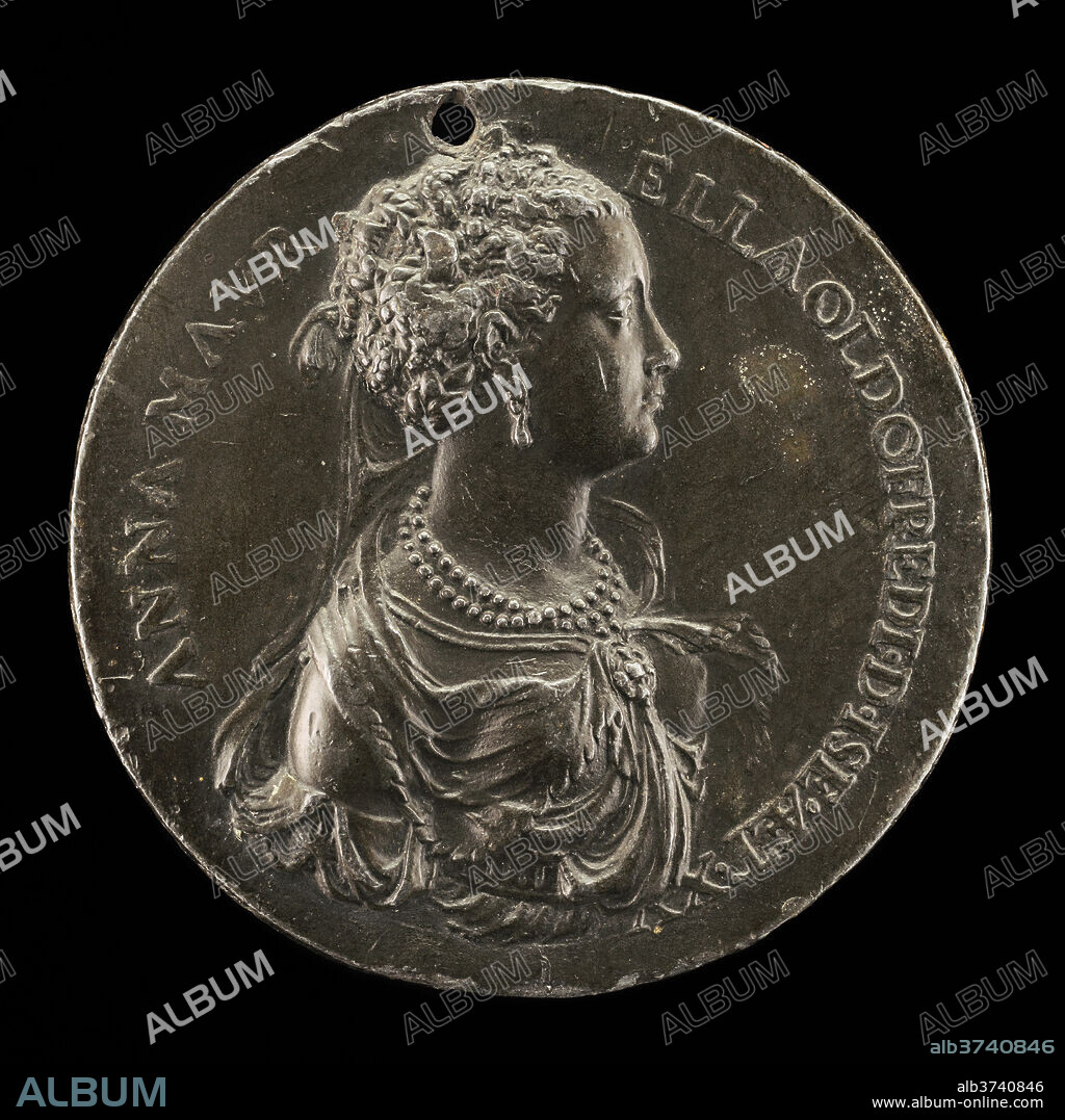 GIOVANNI BATTISTA CAMBIO, CALLED BOMBARDA. Anna Maurella Oldofredi d'Iseo. Dated: late 16th century. Dimensions: overall (diameter): 6.38 cm (2 1/2 in.)  gross weight: 44.72 gr (0.099 lb.). Medium: lead.