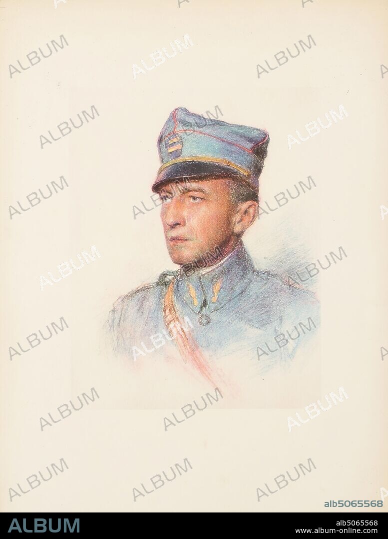The Allies: Poland: Officer of the Military Justice, Lieutenant Stanislas Stein of Kracow Eugene Burnand (d. 1921) Photo-reproduction, Drawing, Pastel, Frame, Soldier, Military, Social history, Armed Forces, War, Works on Paper.