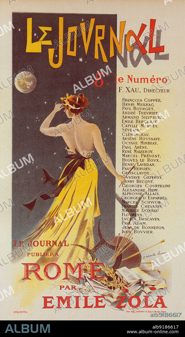 CHARLES LUCAS. Affiche pour annoncer la publication de "Rome" dans Le Journal., c1899. [Publisher: Imprimerie Chaix; Place: Paris].