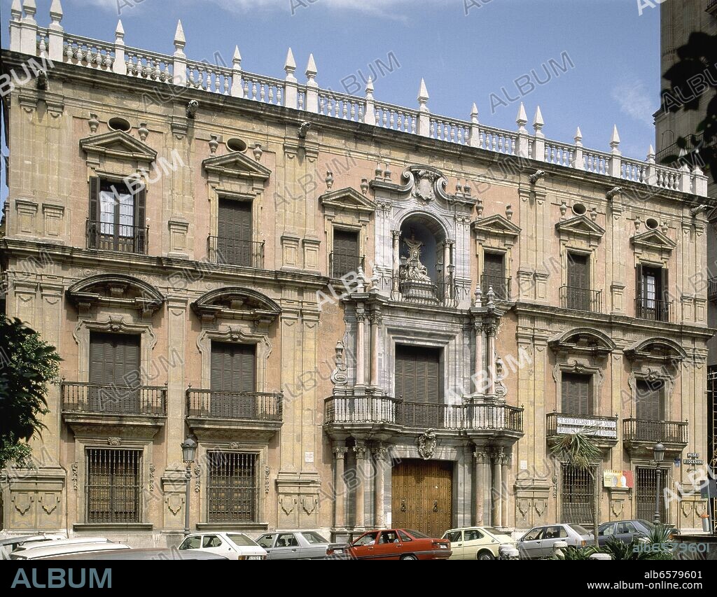 ANTONIO RAMOS (1703-1782). FACHADA DEL PALACIO EPISCOPAL DE MALAGA CON PORTADA BARROCA - SIGLO XVIII.