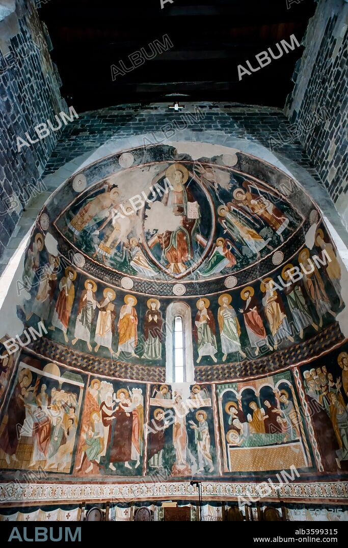 Pinturas murales del ábside de la Basílica de la Santísima Trinidad de Saccargia, Siglo XII, Codrongianos, Cerdeña, Italia.