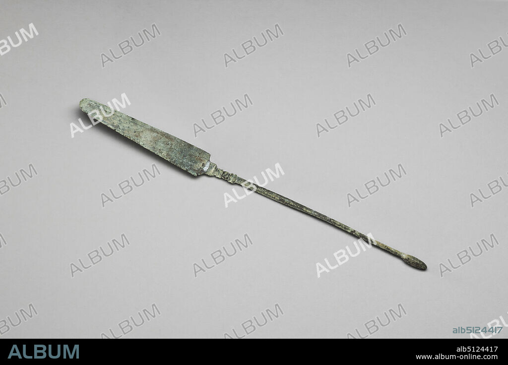 Bronze Knife, ca. 323 B.C.A.D. 256, Bronze, 1.11 × 15.56 cm (7/16 × 6 1/8 in.), Yale-French Excavations at Dura-Europos, Excavated in Dura-Europos, Syria, Syrian, Dura-Europos, Greco-Roman or Parthian, Tools and Equipment.