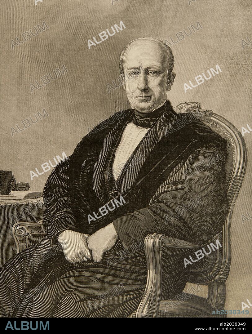 ARTURO CARRETERO Y SÁNCHEZ. Manuel Cortina (Sevilla, 1802-Madrid, 1879). Abogado, político y militar español. Se unió al movimiento que llevó al gobierno español al Trienio Liberal. Opuesto al absolutismo de Fernando VII. Grabado por Arturo Carretero. "La Ilustración Ibérica y Americana", año 1879.