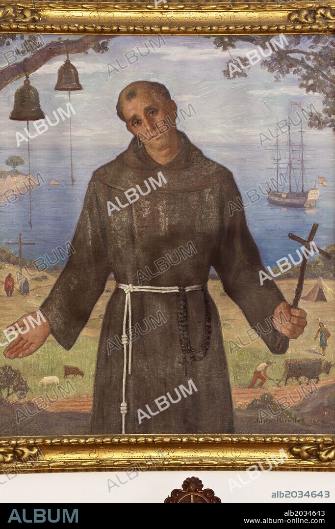 Fray Junípero Serra Ferrer, nacido como Miquel Josep Serra i Ferrer (Petra, Mallorca, 24 de noviembre de 1713 - Monterrey, California, 28 de agosto de 1784). Juan miralles, oleo sobre tela.Museo de Fray Junípero Serra.Petra.Mallorca.Islas Baleares. Spain.