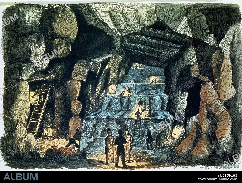 CASSE. LITOGRAFIA-MINA DE PLOMO ARGENTIFERO EN ALEMANIA (1850).