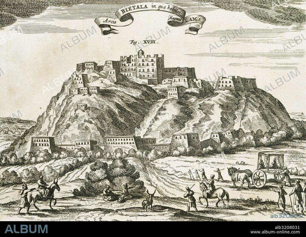 HISTORIA DEL TIBET. ASIA. LASA (BIETALA). Capital del Tibet con el "Potala de Lhassa", siglo XVII, residencia del Dalai Lama. Grabado de "China Monumentis", de Atanasio Kirchen. Amsterdam, 1667.