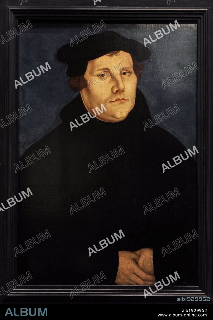 LUCAS CRANACH EL VIEJO (estudio). MARTIN LUTERO (1483-1546). Reformador religioso alemán. RETRATO DE LUTERO, obra de Lucas CRANACH (472-1553). Wittenberg, 1529. Museo Histórico Alemán (Deutsches Historisches Museum). Berlín. Alemania. Europa.