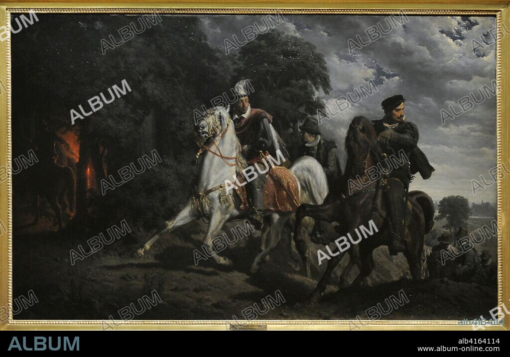 Enrique III de Valois (1551-1589). Rey de Francia, de Polonia y Gran Duque de Lituania. Enrique de Valois huyendo de Polonia, 1860. Óleo de Artur Grottger (1837-1867). Museo Nacional de Varsovia. Polonia.