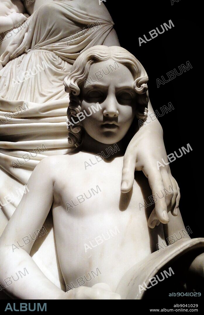 Marble Carita Educatrice. Created by Lorenzo Bartolini (1777-1850). Dated 1825.