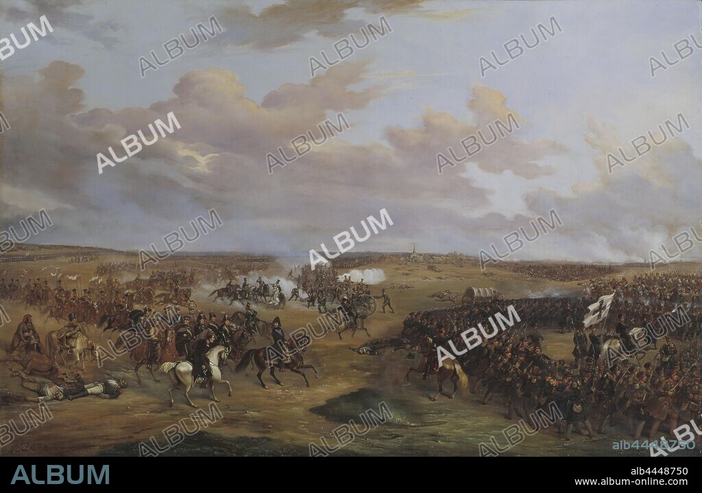 Alexander Wetterling, The Battle of Dennewitz, September 6, 1813, Swedish Battle of Dennewitz on September 6, painting, 1842, oil on canvas, Height, 156 cm (61.4 inches), Width, 233 cm (91.7 inches), Signed, AC, Wetterling pinx 1842.