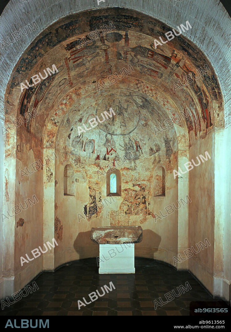 Apse of the chapel of Saint Michael in the Marmellar Castle in Baix Penedès.